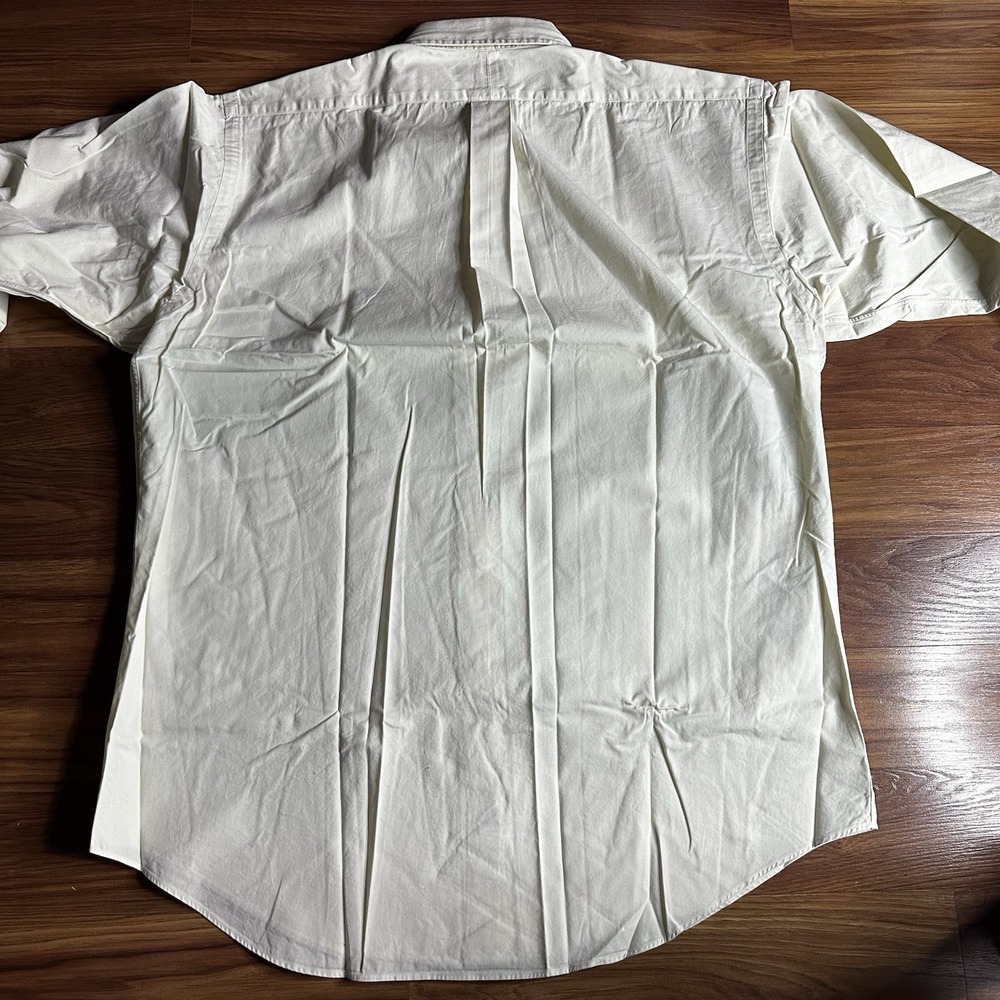 Vintage Polo Ralph Lauren Shirt Mens Large Ivory Button Down Bright Blue Pony - Picture 8 of 8
